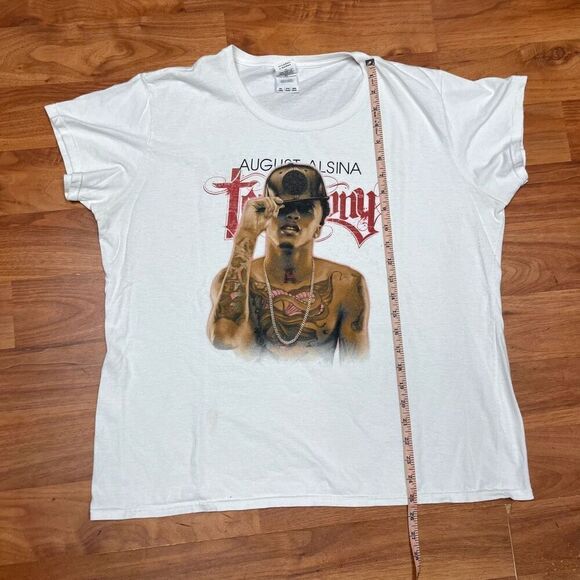 Gildan Mens White Graphic Print August Alsina Short Sleeve Tee 2XL - Picture 5 of 7
